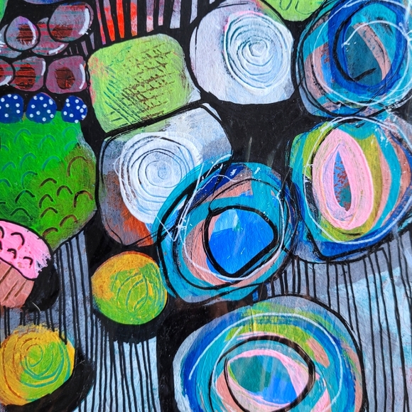 Original Abstract Sushi Painting Acrylic on Fine Art Paper, 9x12" - Picture 2 of 5